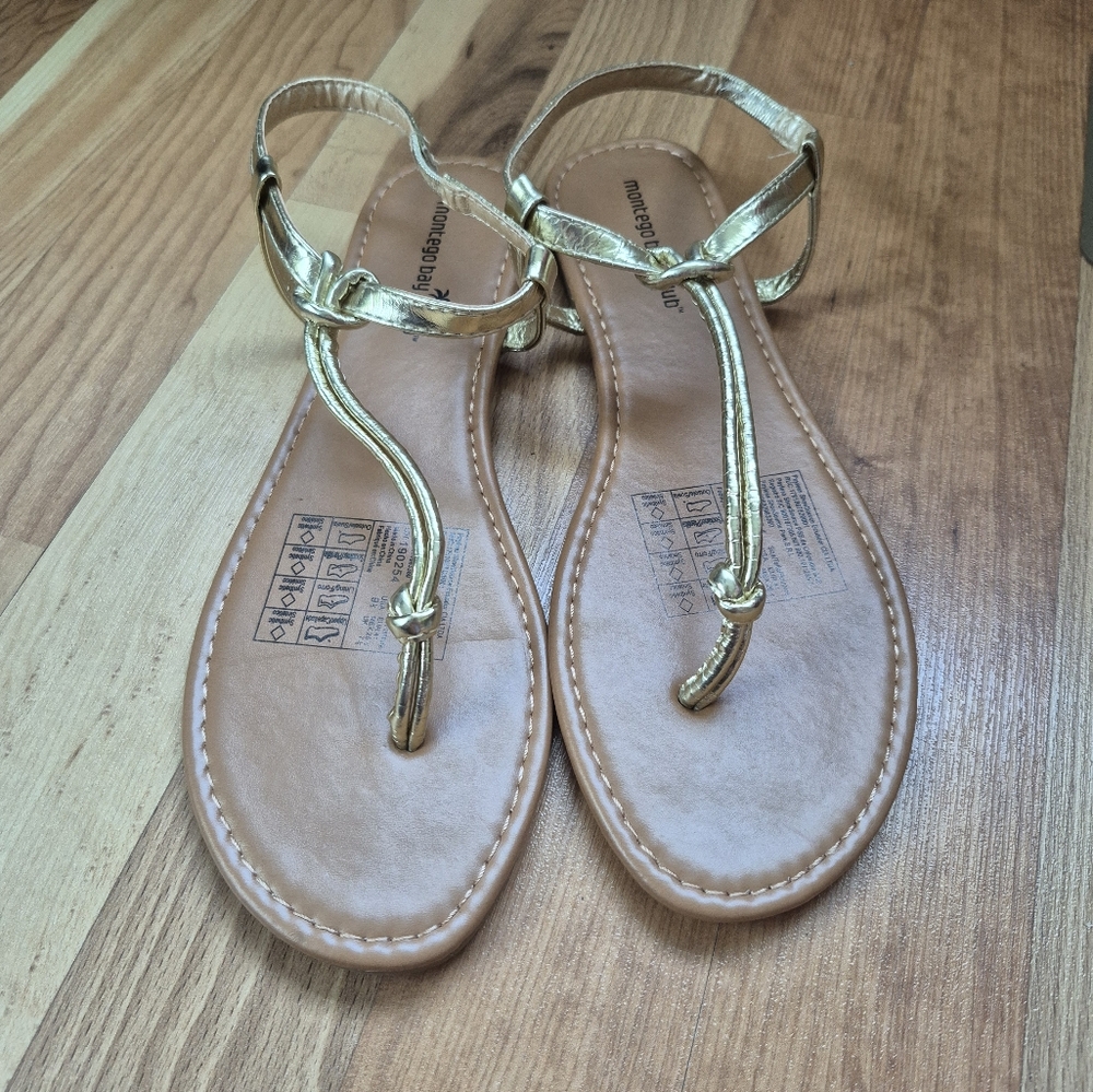 Montego Bay Club Gold Strappy Sandals NWOT